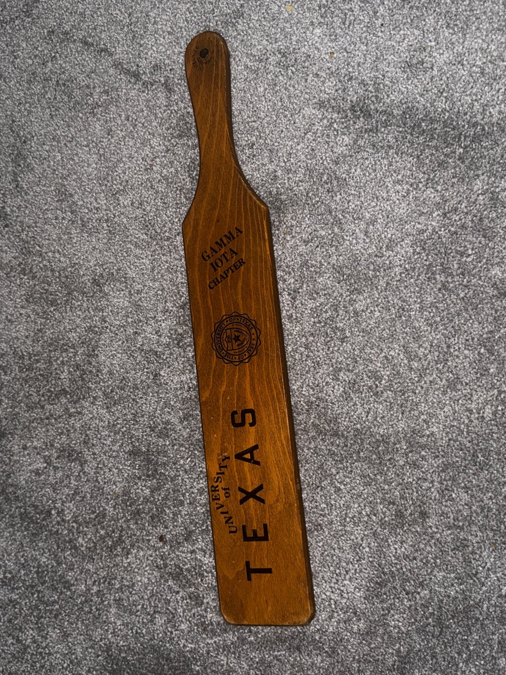Vintage 70s University of Texas Delta Tau Delta Fraternity Paddle  Gamma lota Ch